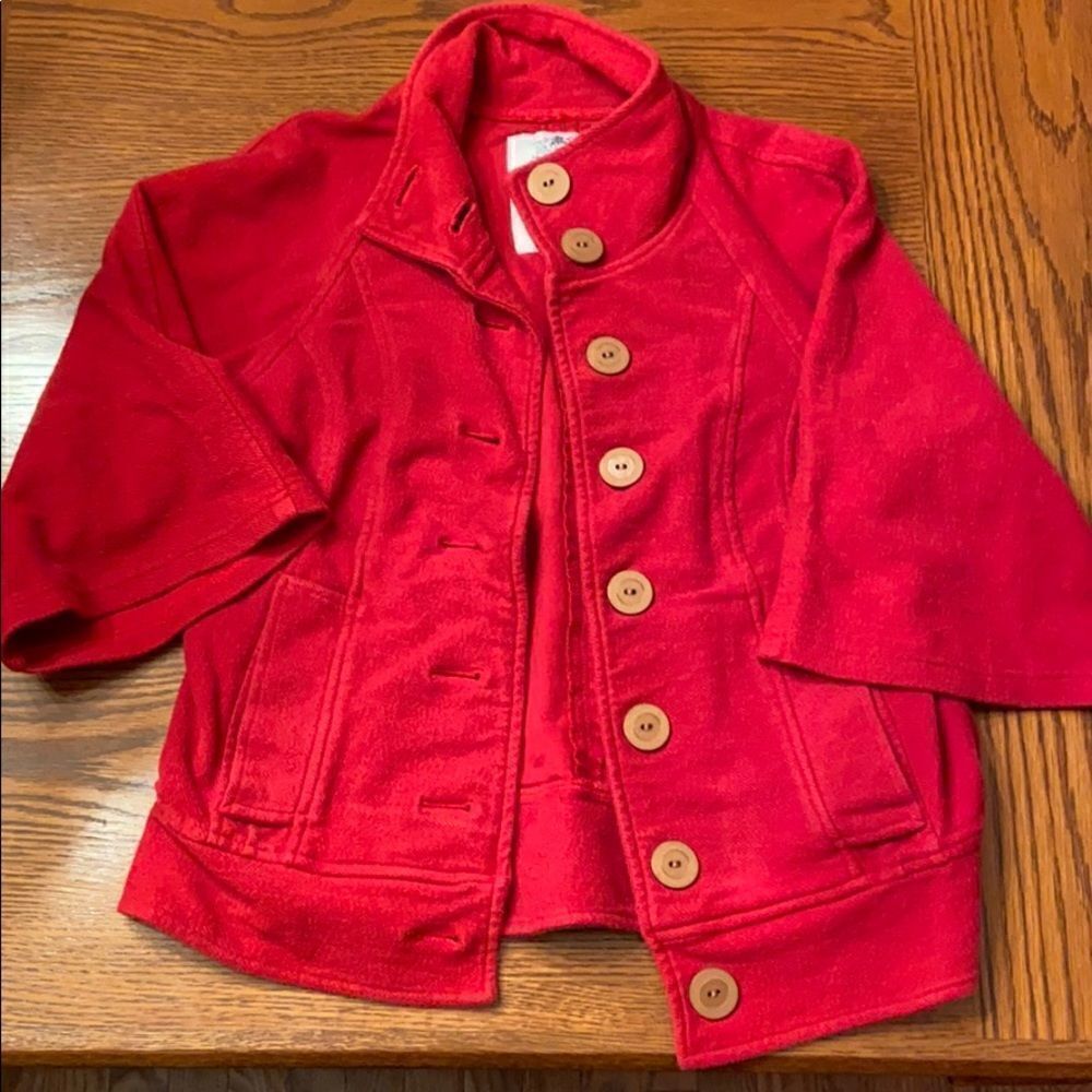 BB Dakota jacket big tan buttons size M red